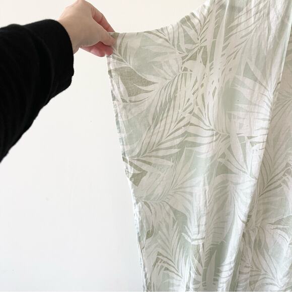 Cynthia Rowley Linen Blend Beach Cover Up Kimono White and Green - Picture 3 of 6